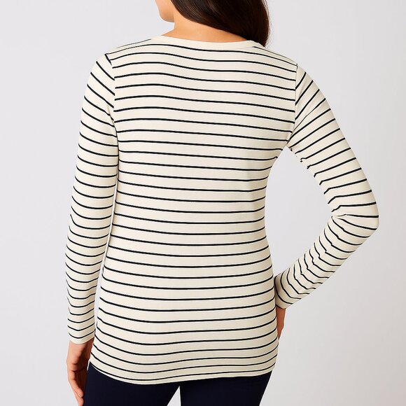 HATCH Nursing Maternity Casual Striped Pima Cotton Long Sleeve Tee Size 0 (XS) - Picture 4 of 11